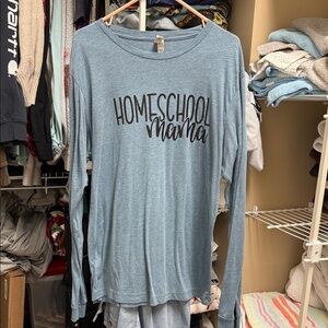 Bella Canvas Light Blue Long Sleeve "Homeschool Mama" Tee